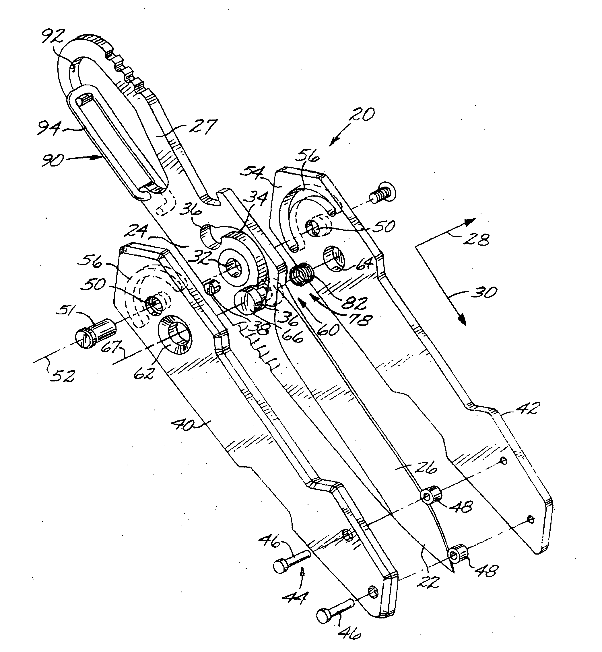 Fixed-blade knife with pivotable side pieces