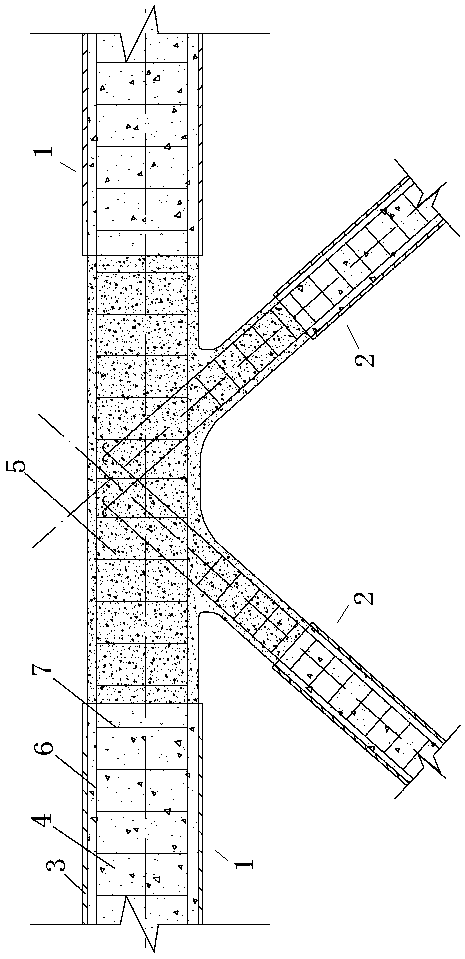 Steel pipe restraining concrete joint structure, corresponding truss structure and construction method