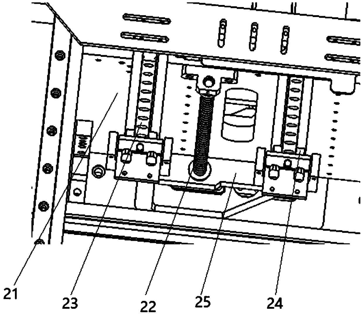 Pulling type luggage feeding and discharging mechanism