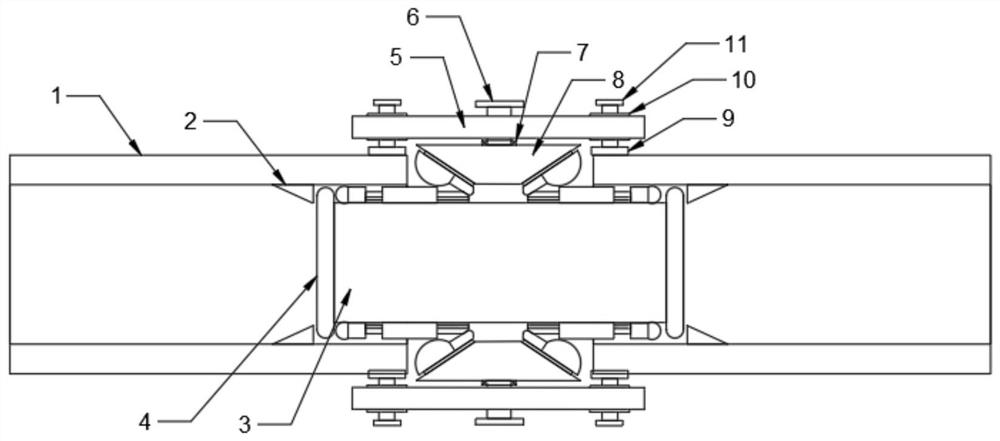 Underground concrete pipeline connection reinforcing device for highway engineering