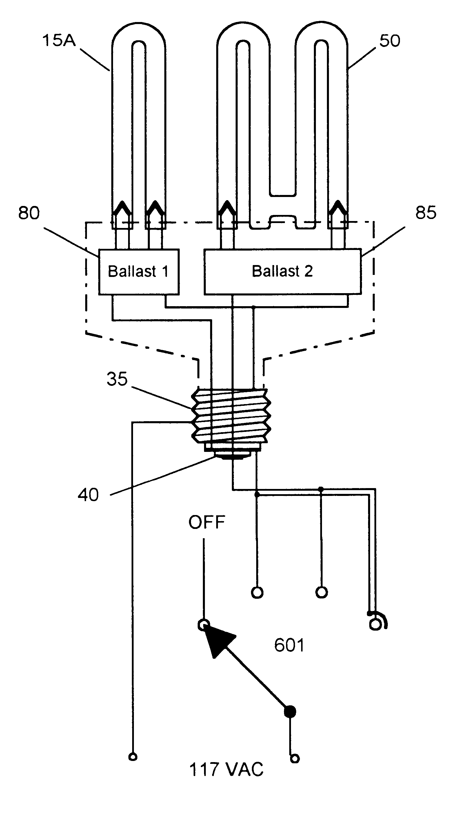 Dual-element 3-way compact fluorescent lamp