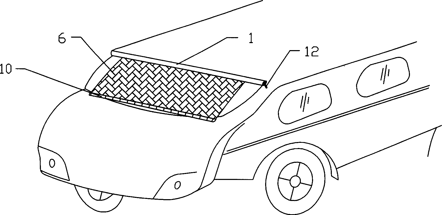 Electric means for frost-prevention, snow-prevention and sun-light prevention used outside automobile