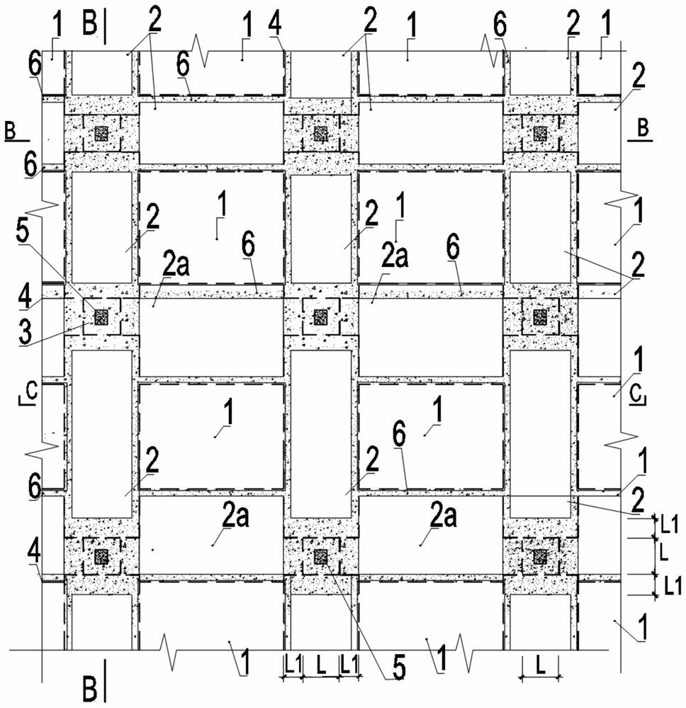 A slab-column structure assembly system, floor prefabricated components and construction method