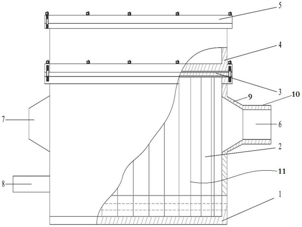 Diesel engine tail gas particulate matter water film adsorption purification device and method