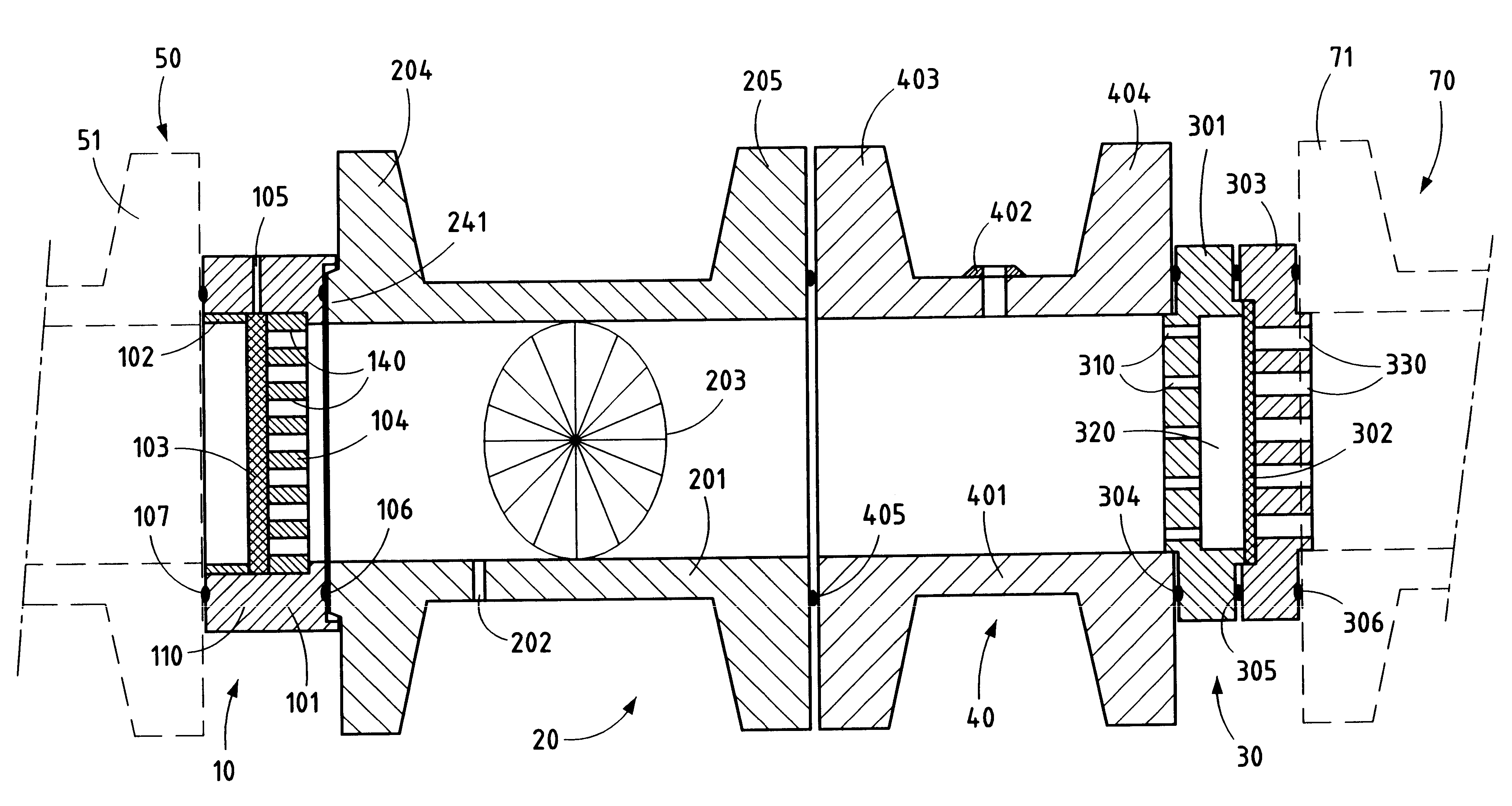 Compact device for metering gas at variable pressure