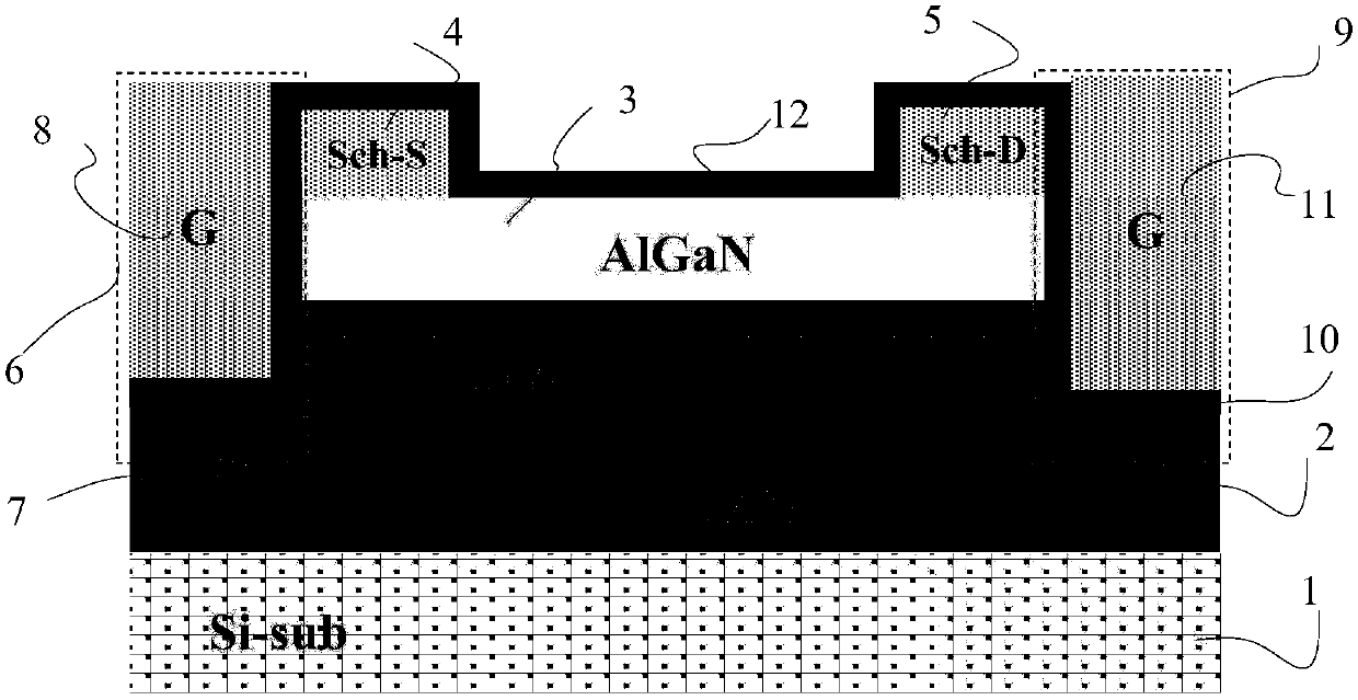 Gallium nitride gate controlled tunneling bidirectional switching device