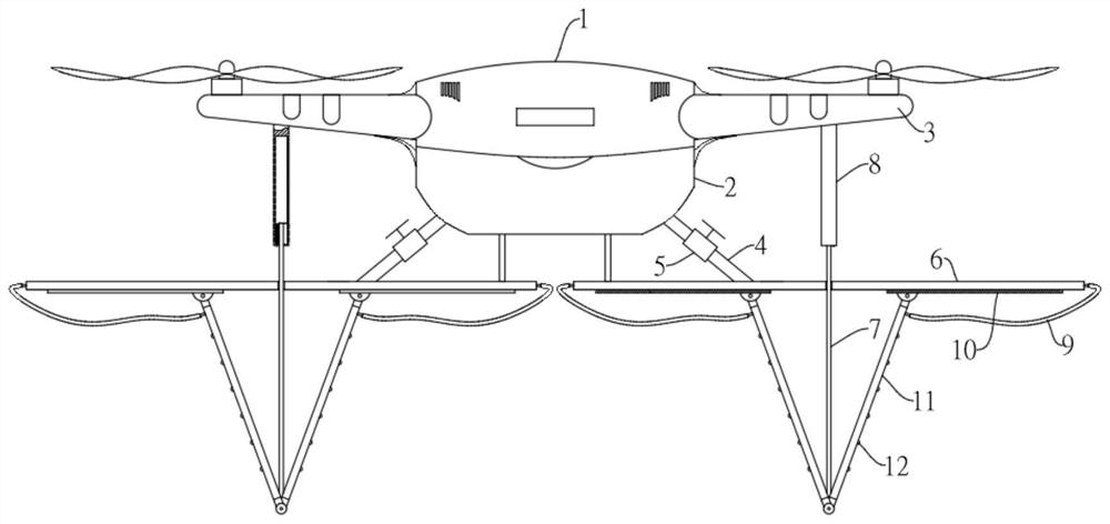 An agricultural drone self-adjusting spraying frame