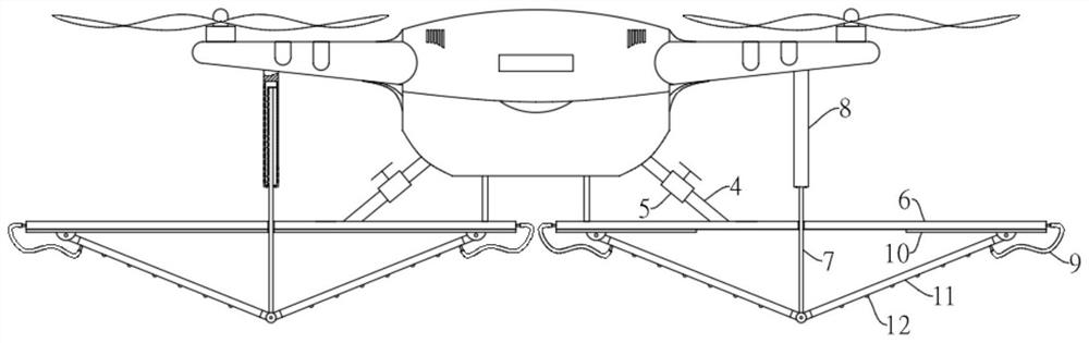 An agricultural drone self-adjusting spraying frame