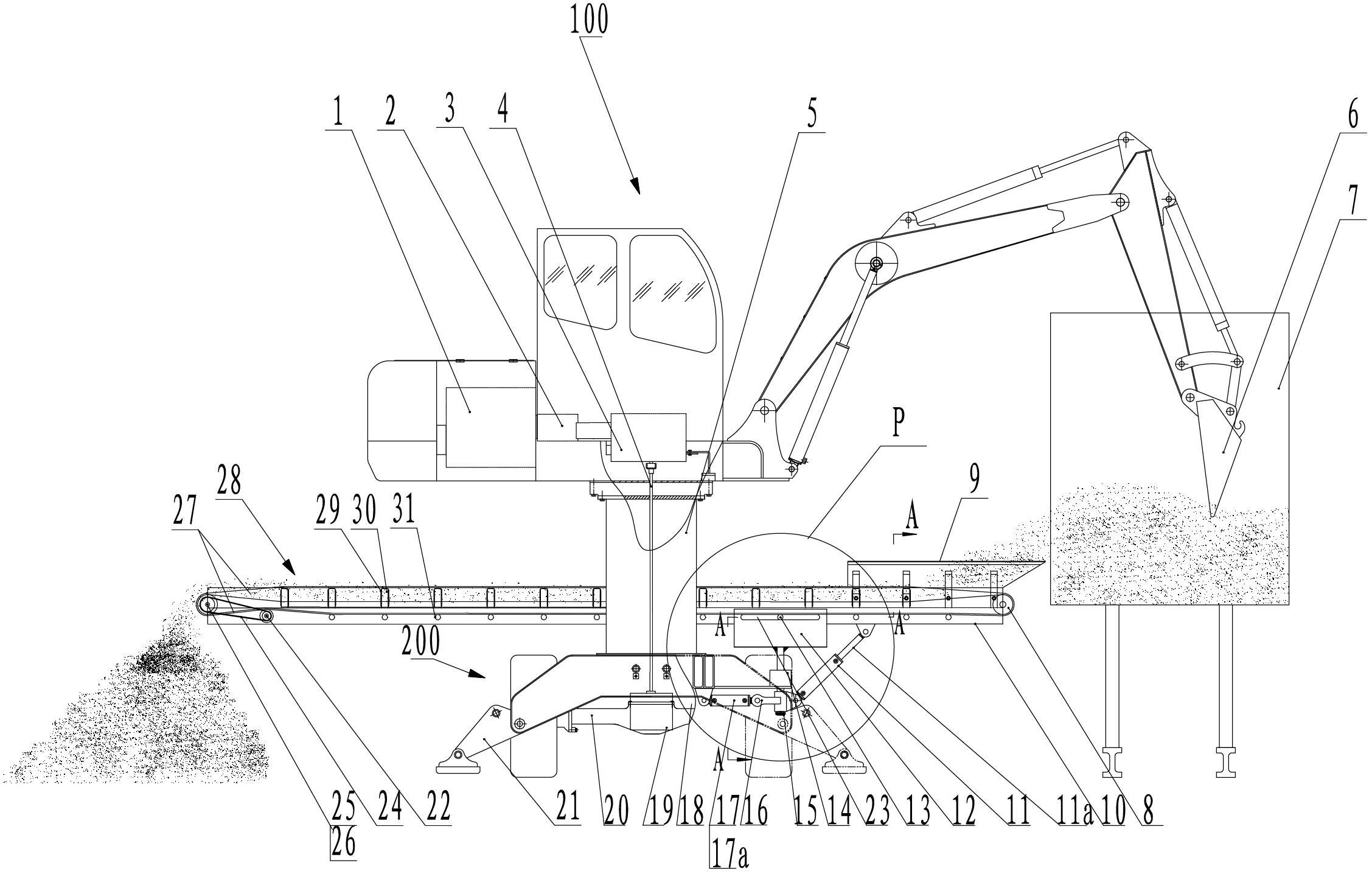 Multifunctional conveyor for unloading bulk cargos