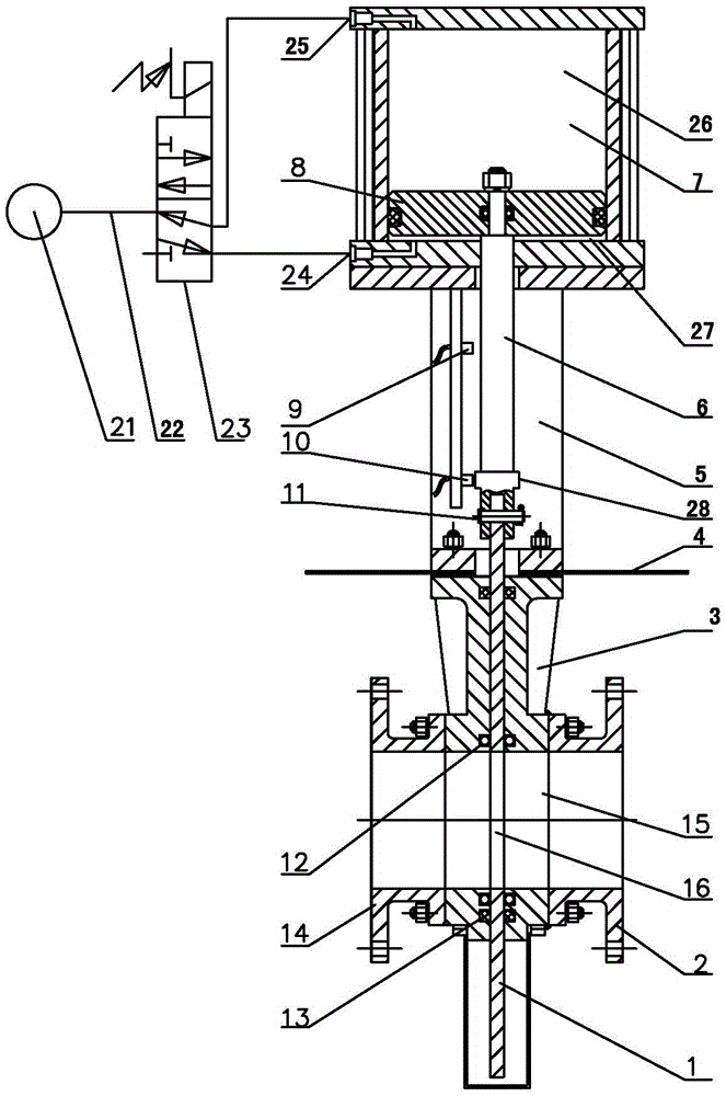 Pneumatic slag discharge valve with continuous automatic opening and closing