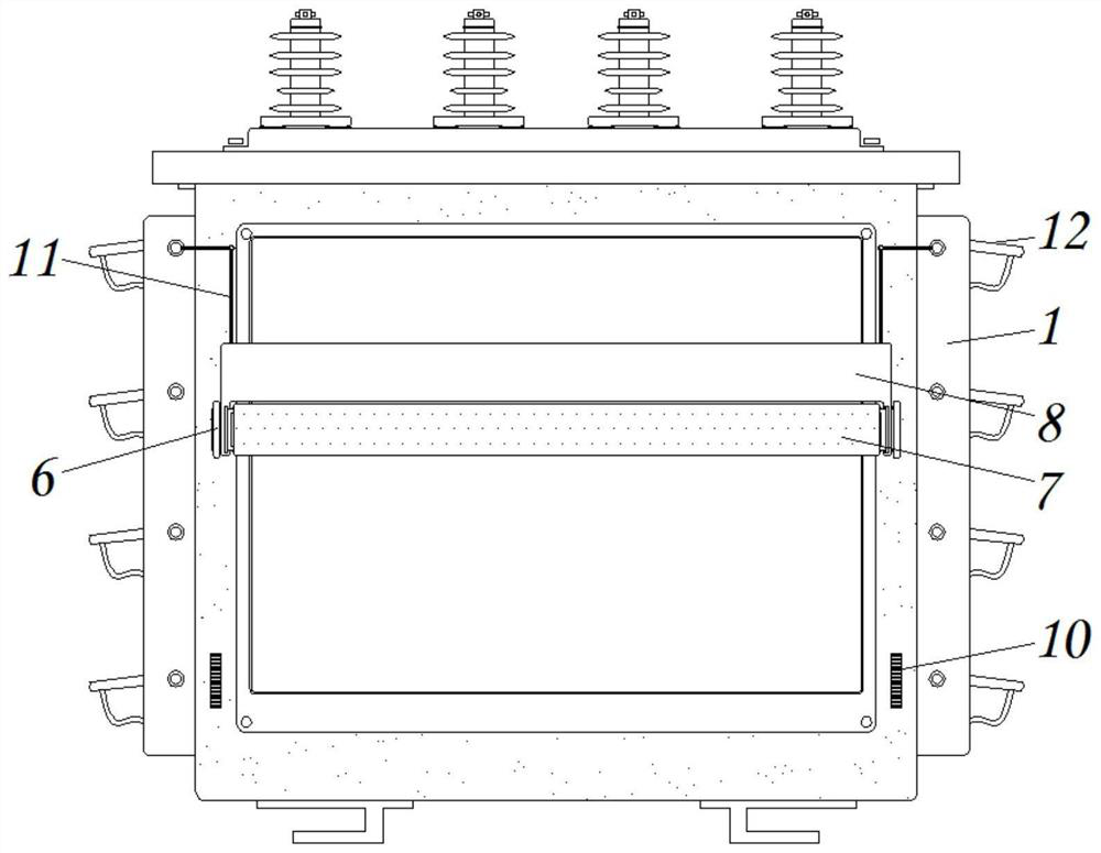 Transformer with built-in cooling structure and capable of synchronously removing moisture