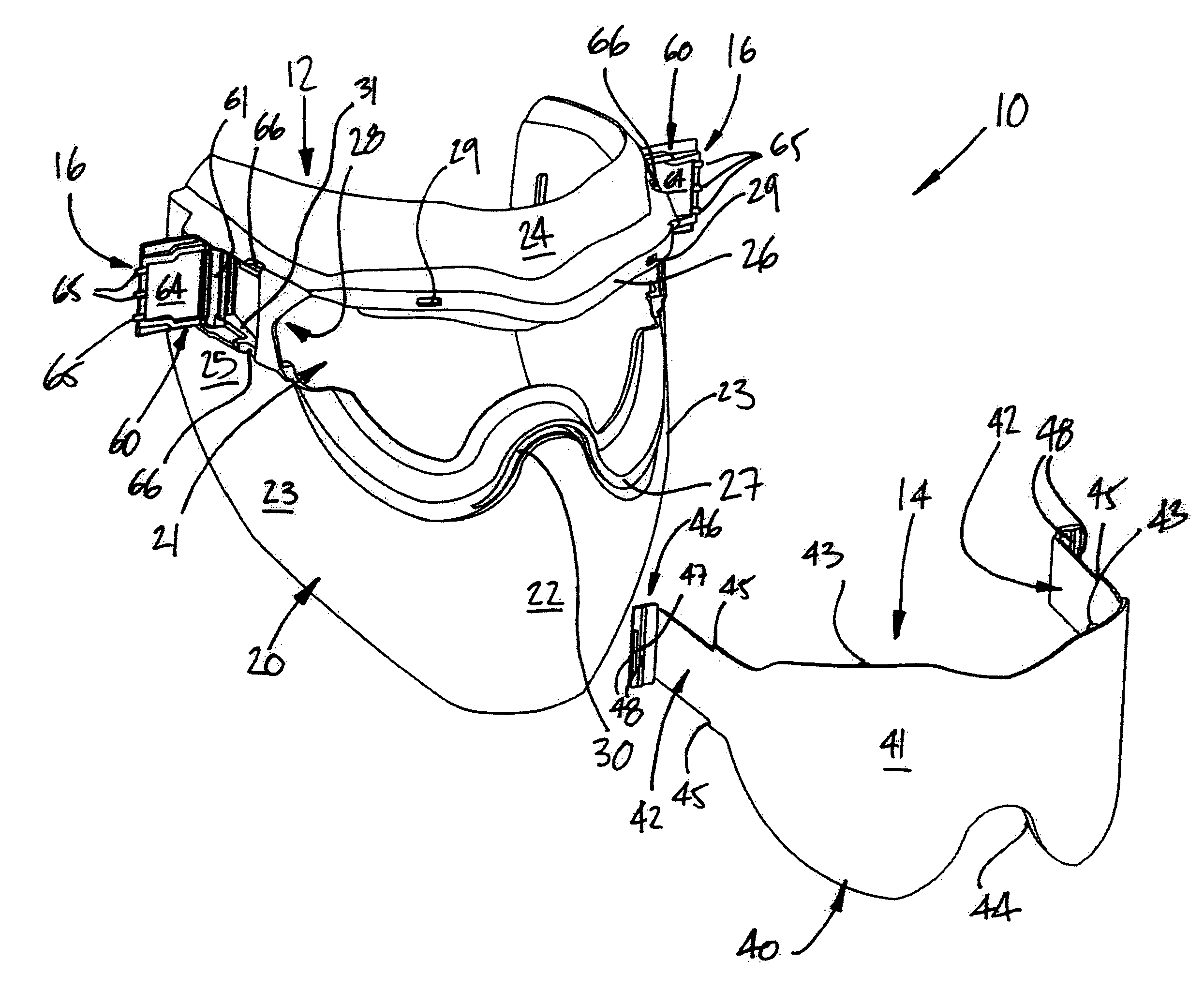 Protective mask with removable lens