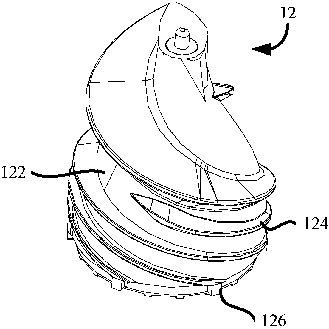 Spiral head, crushing barrel and food processor