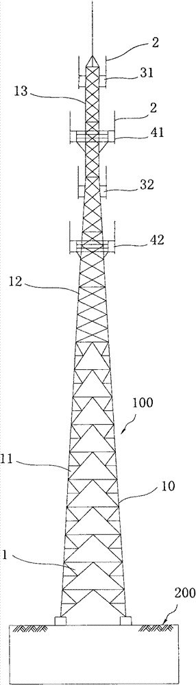 Co-construction and sharing type triangle-tube tower communication base station and setting method thereof