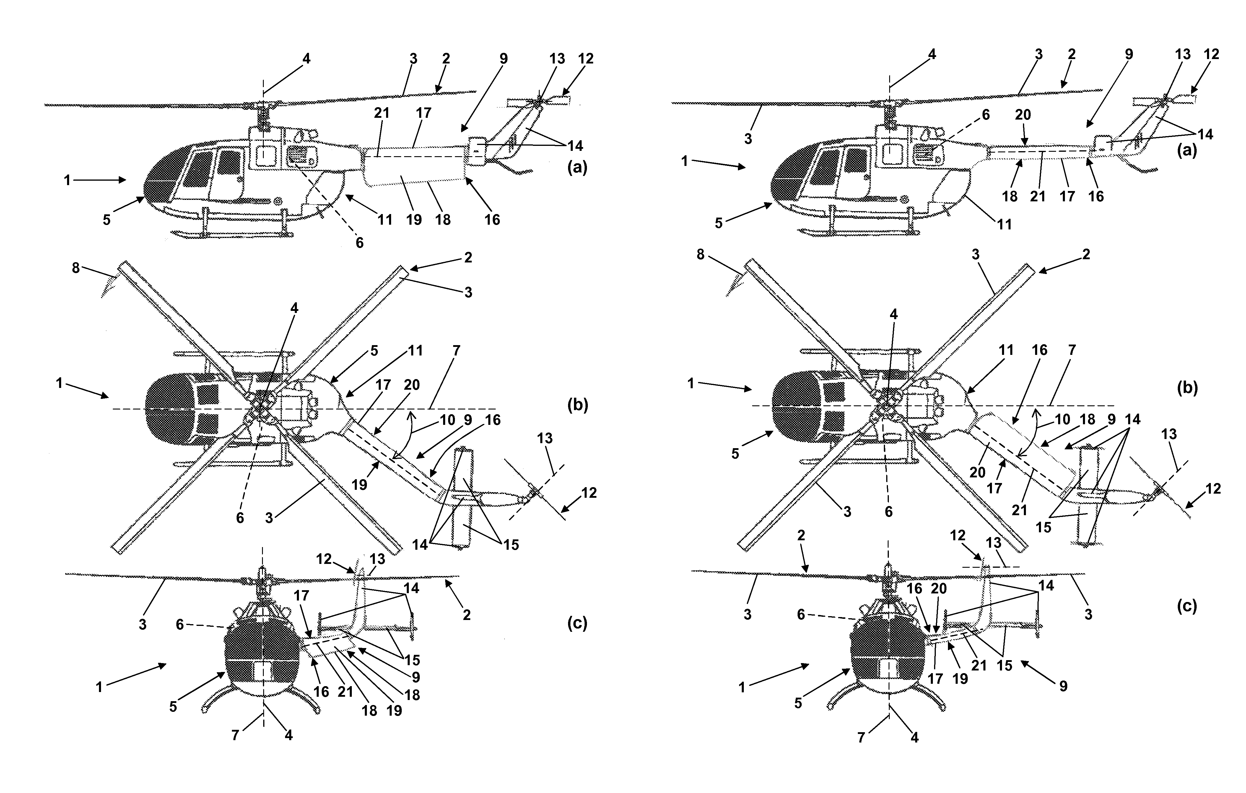 Helicopter with oblique tail boom