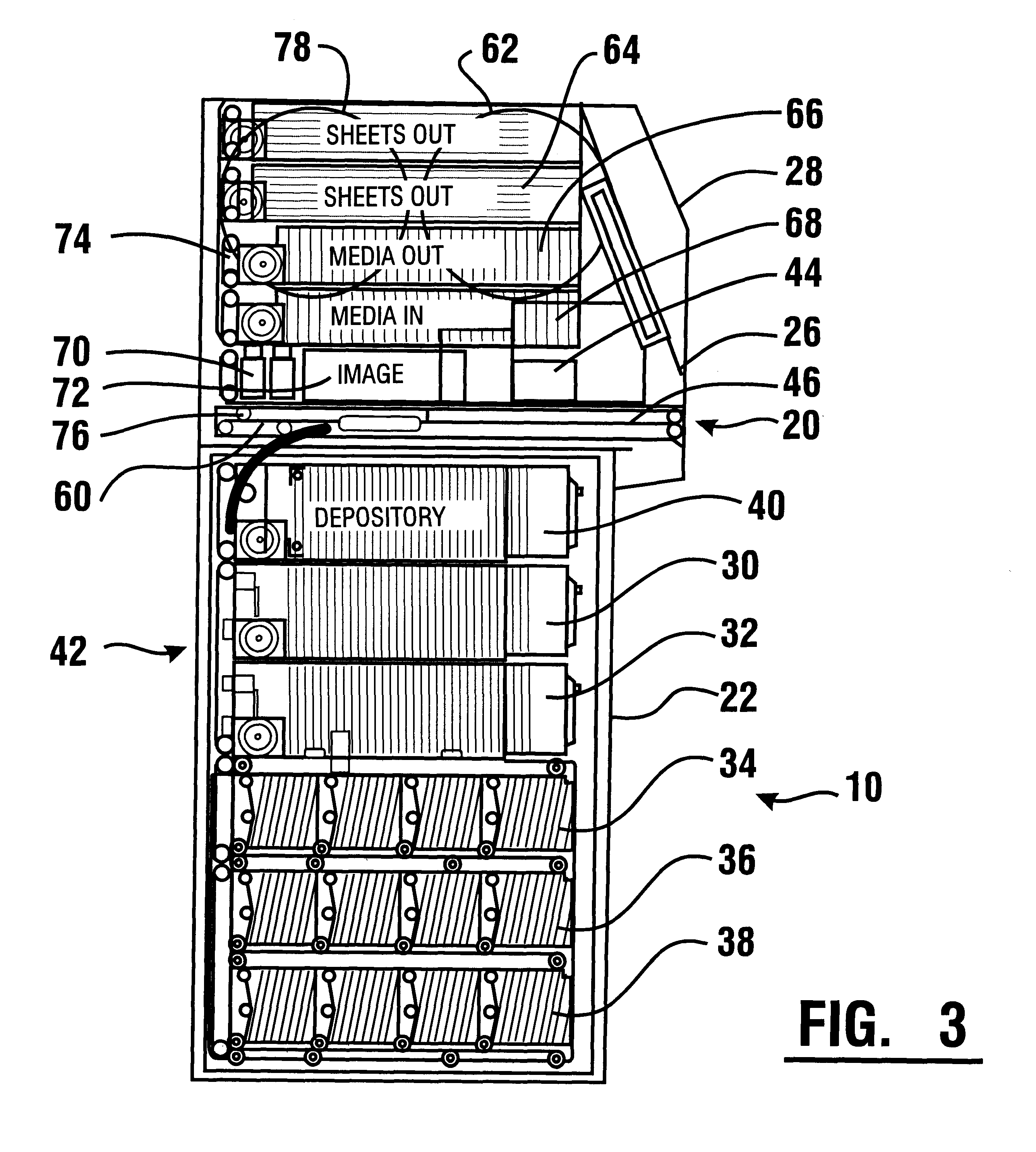 Automated banking machine with sheet directing apparatus