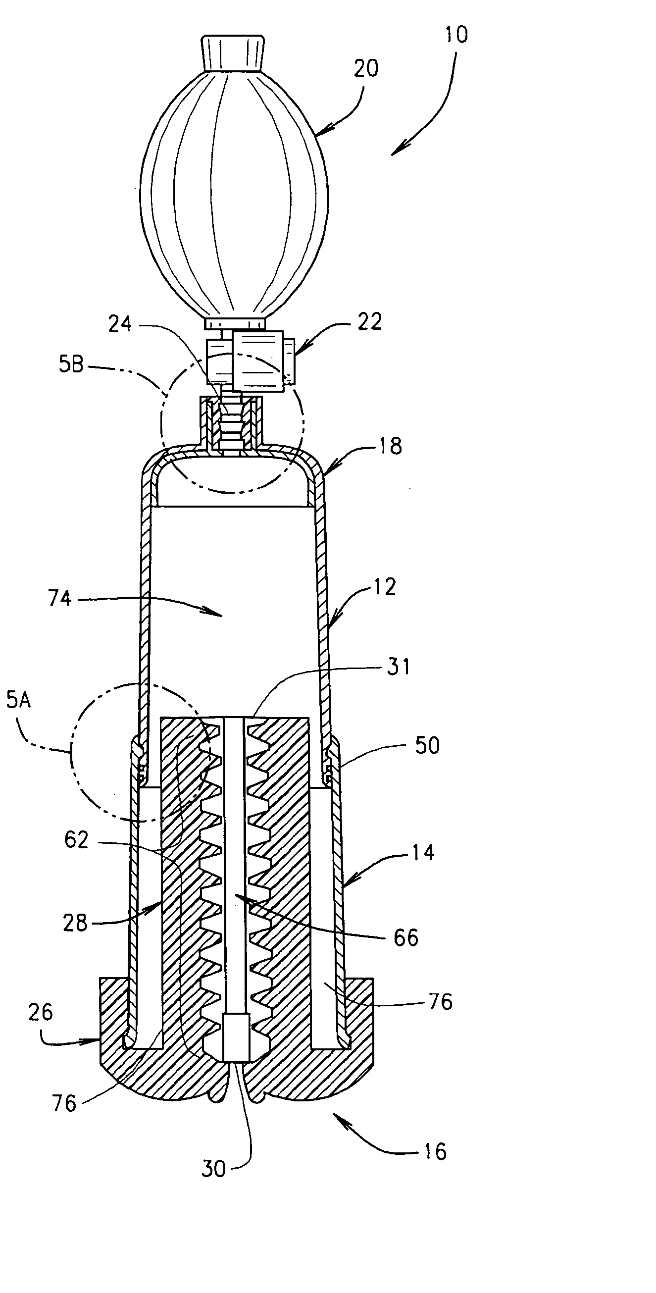 Collapsible vacuum device