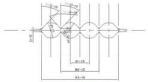 Medium- and finish-rolling pass structure for four-strand slitting in continuous rolling of phi12 deformed bars