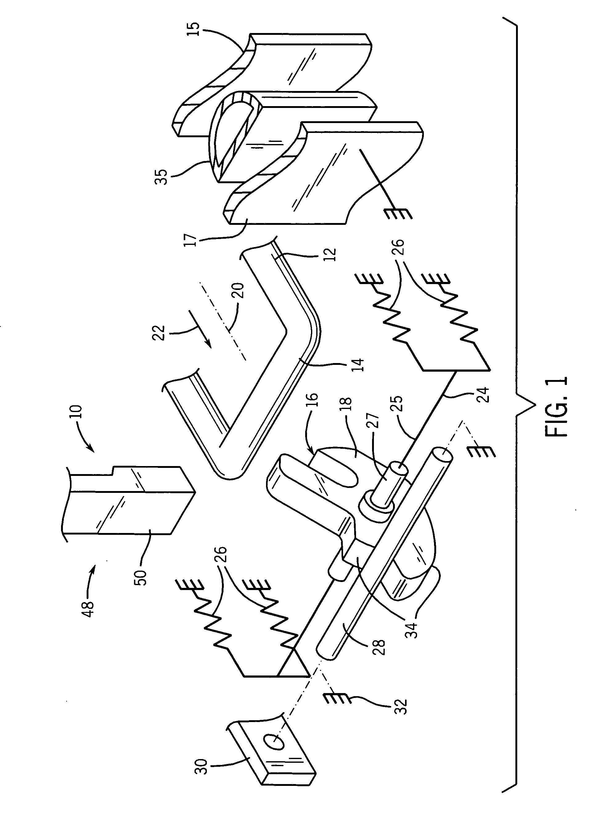 Appliance latch having a rotating latch hook mounted on a linear slide