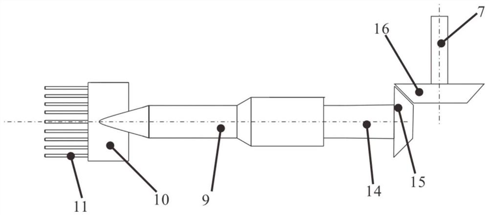 A rotary rake total pressure test system and test method suitable for aircraft air intakes