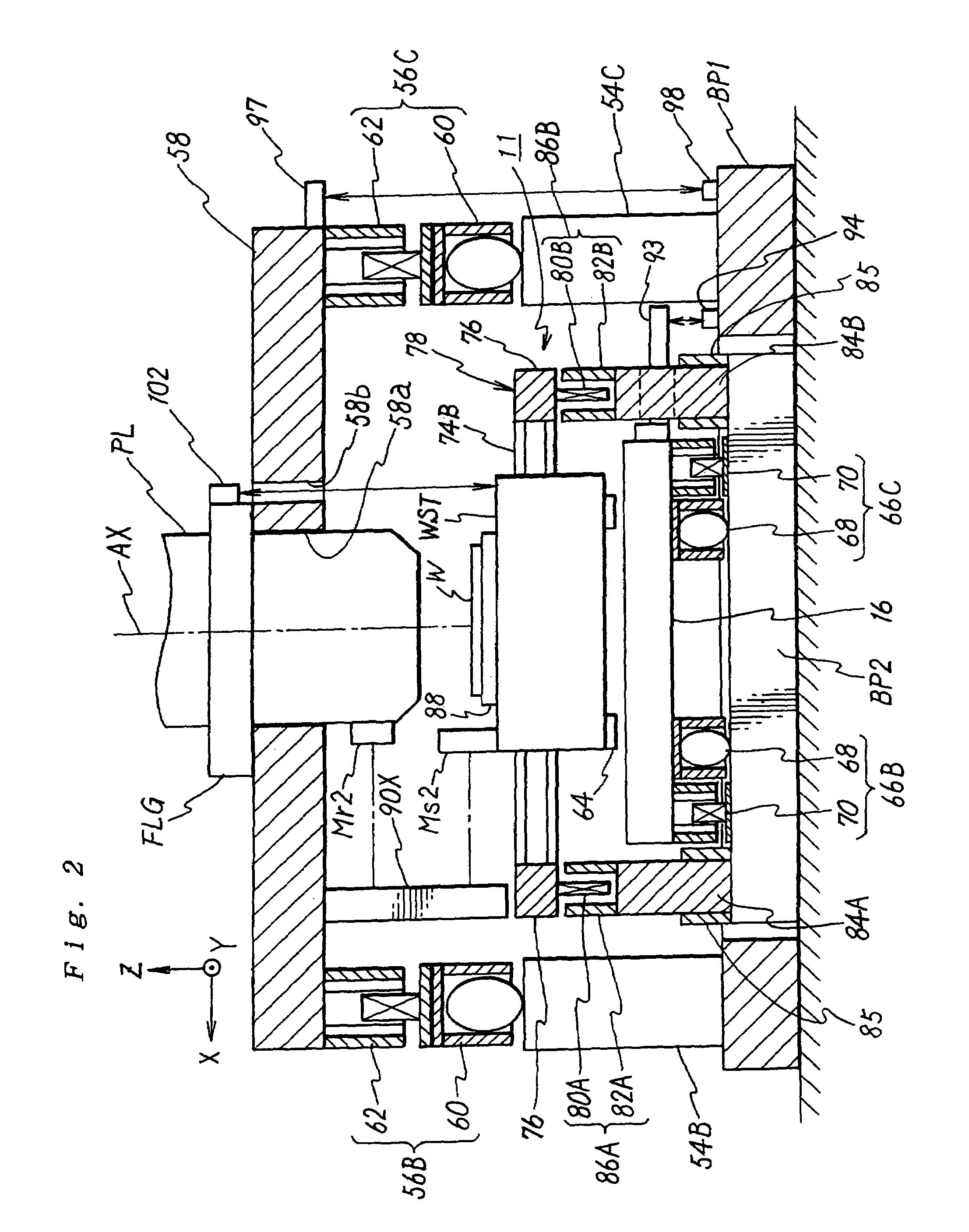 Stage device, exposure system, method of device manufacture, and device