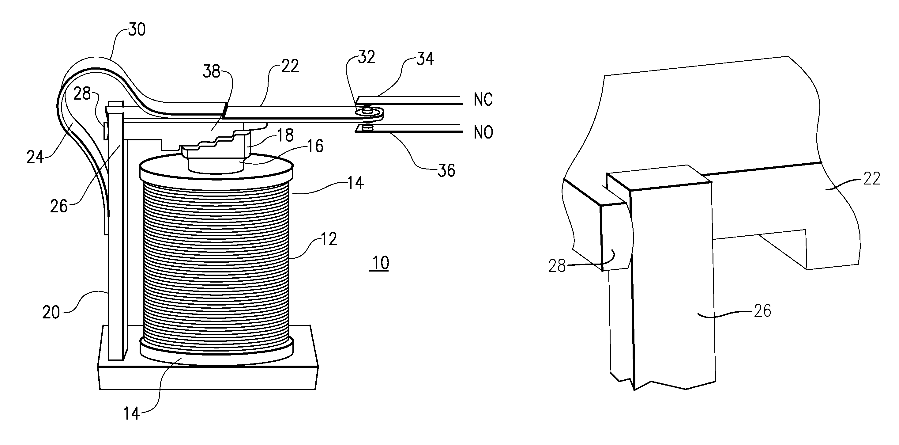 Relay with stair-structured pole faces