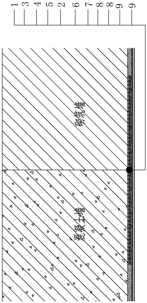 Resistance and release combined anti-cracking system at joint of emulsion paint inner wall base body and construction method