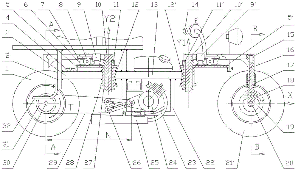 Wheel track changing suspension mechanism of traveling machinery