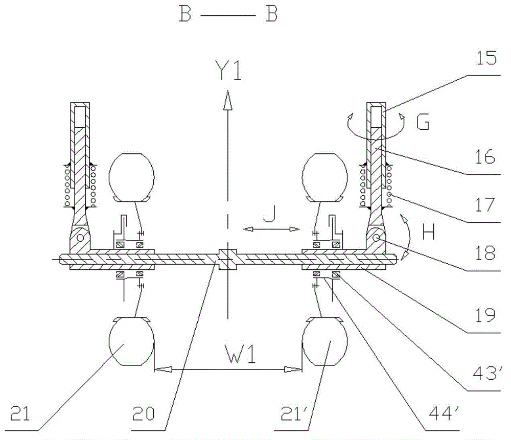 Wheel track changing suspension mechanism of traveling machinery