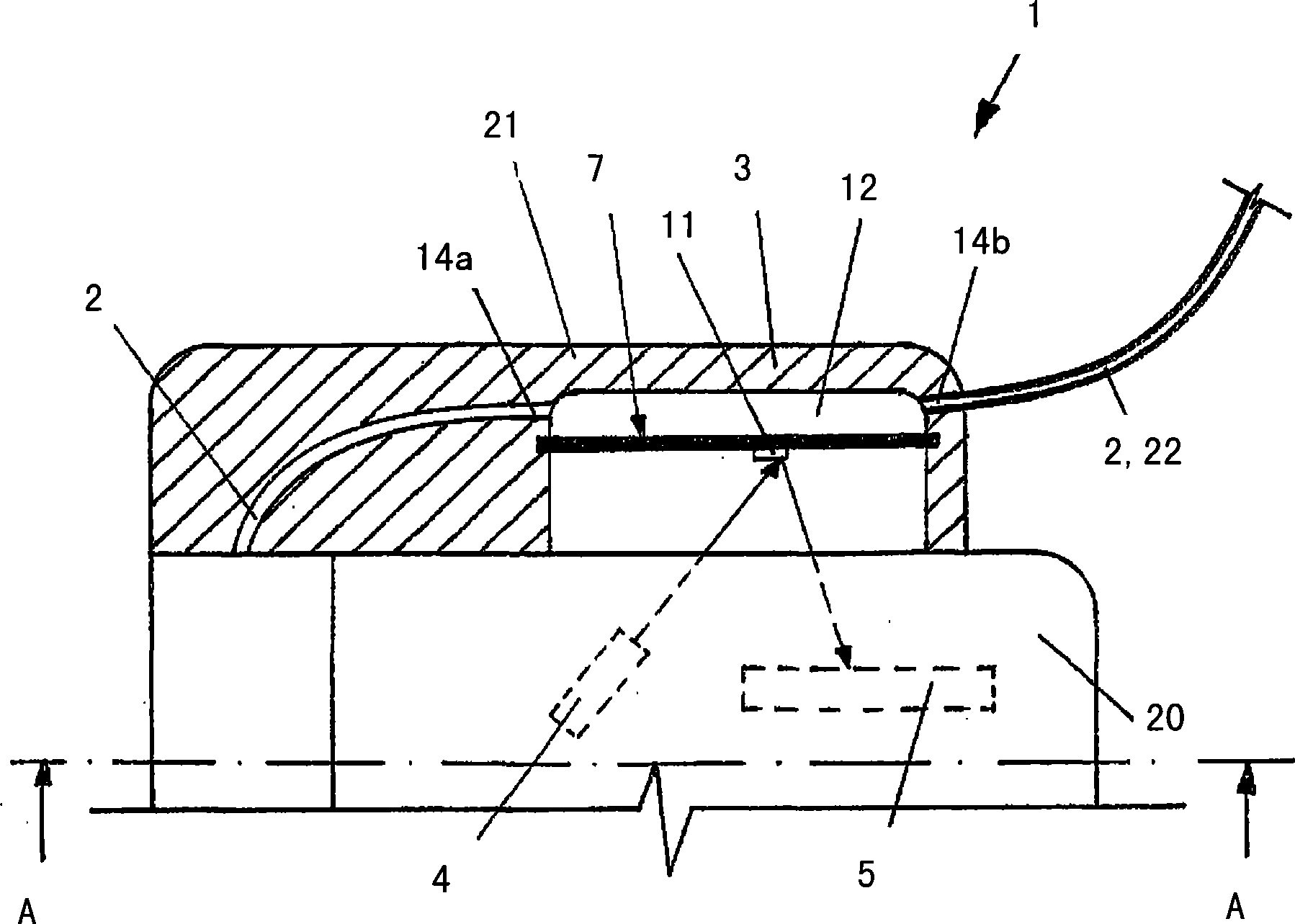 Device for detection of a change of pressure in a canal of a microdosing device