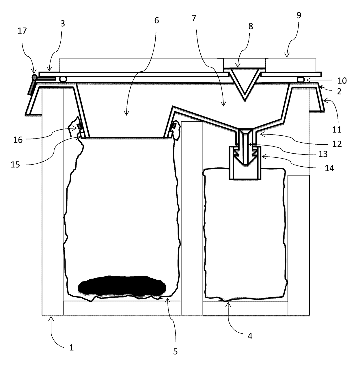 Dry closet, separate receiver toilet