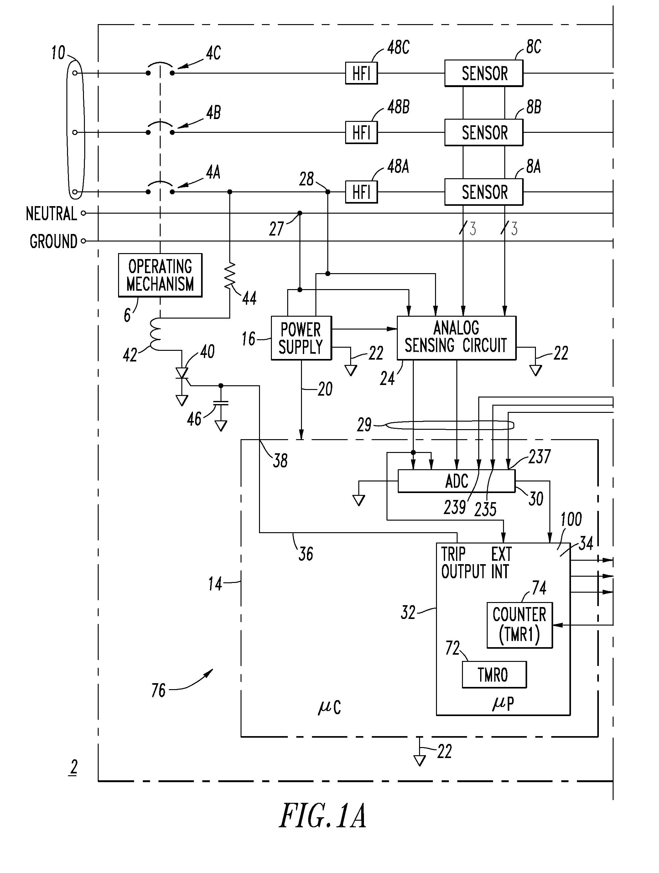 Industrial arc fault circuit interrupter and method of detecting arcing conditions