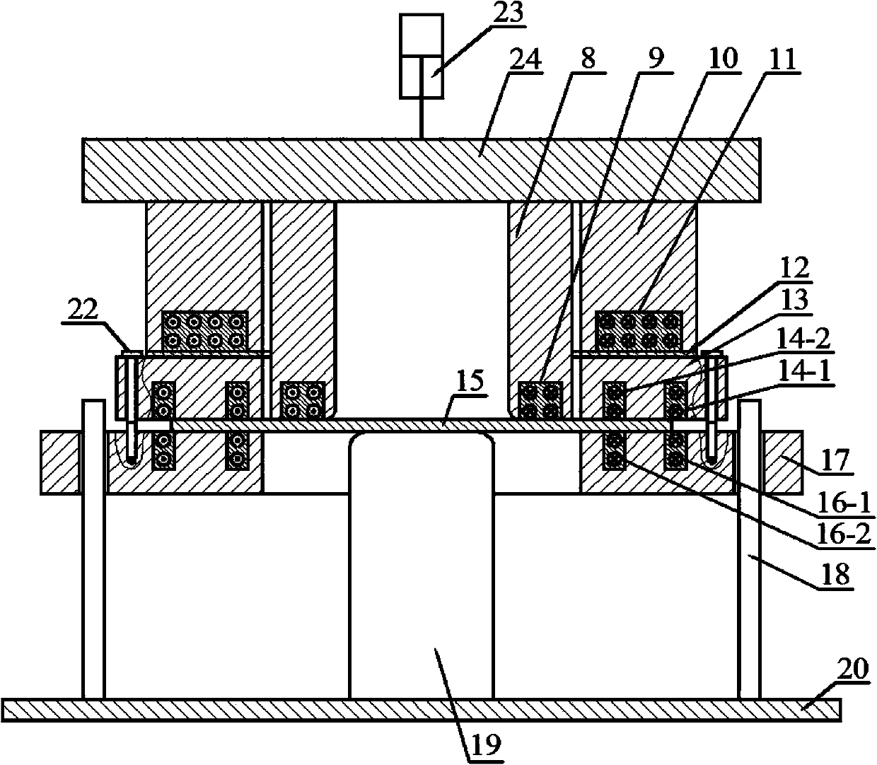 Metal plate annular electromagnetic pulse progressive reverse drawing forming method and device