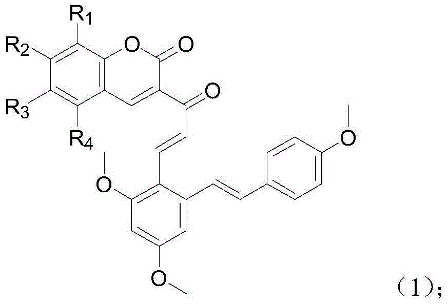 Stilbene coumarin derivative as well as preparation method and application thereof