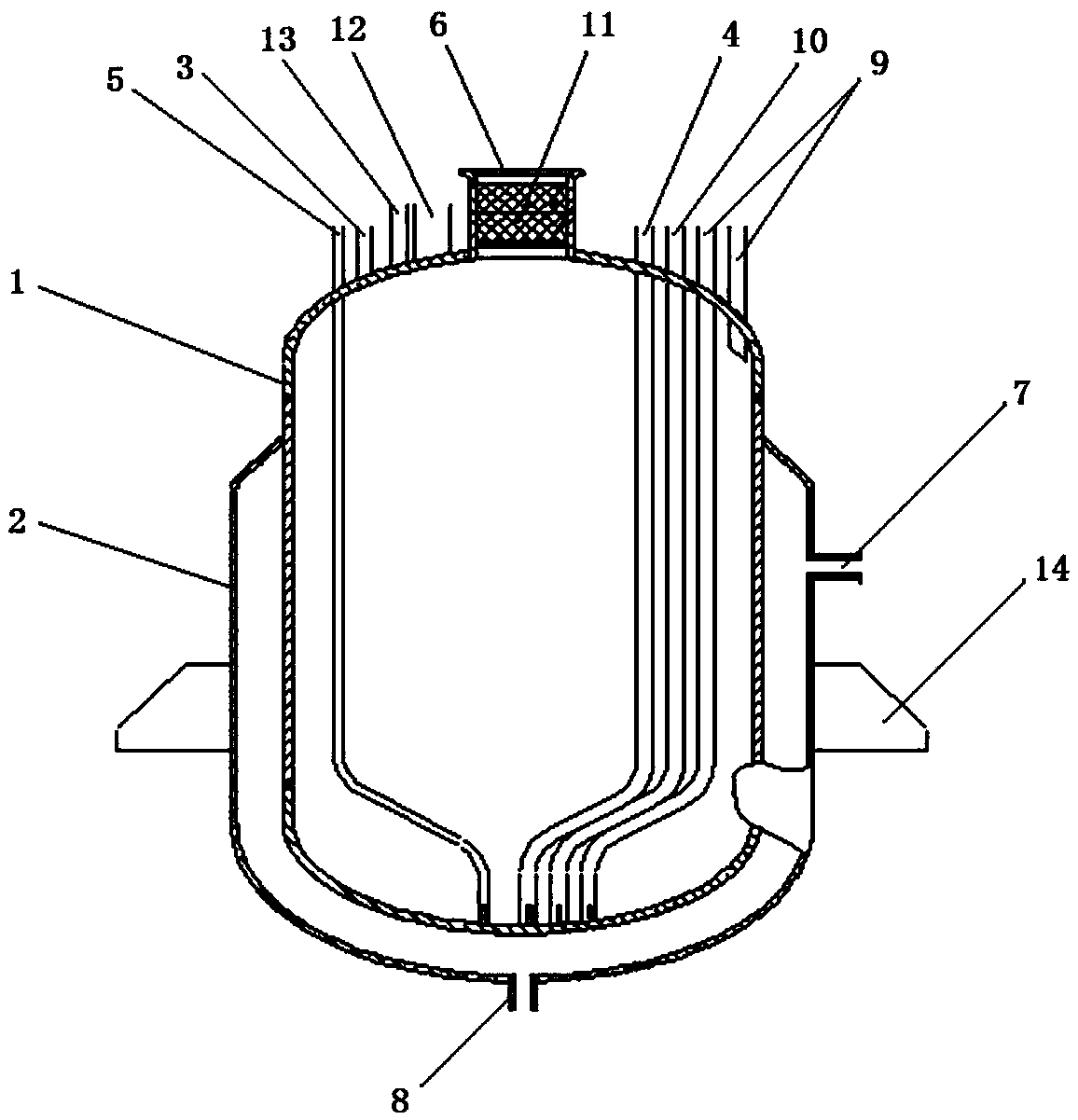 Intermittent operation type high-level liquid waste evaporation-denitration equipment