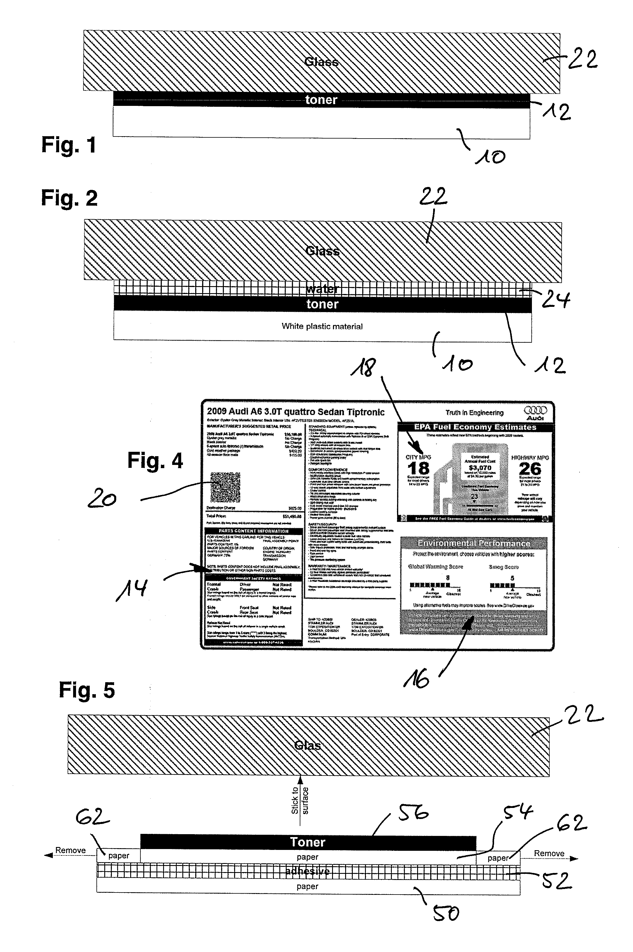 Motor vehicle behind-glass adhesive label