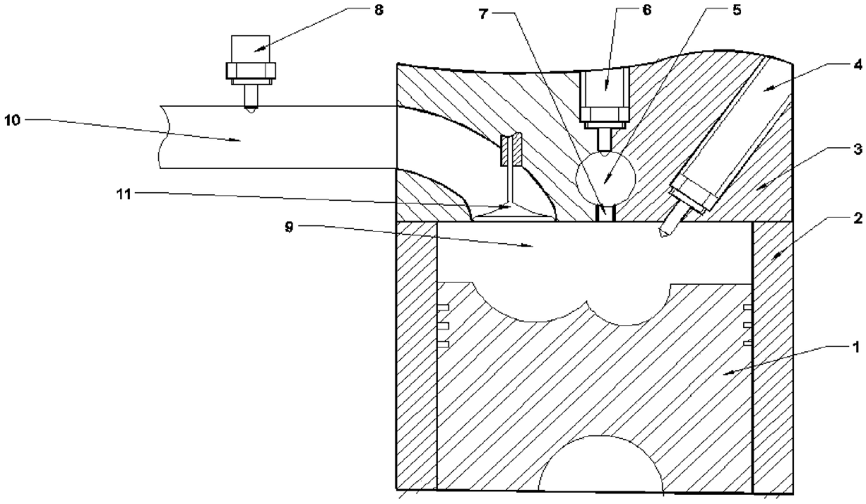 Natural gas engine combustion organization method with natural high-low pressure mixed jet and diesel oil micro jet ignition of pre-combustion chamber