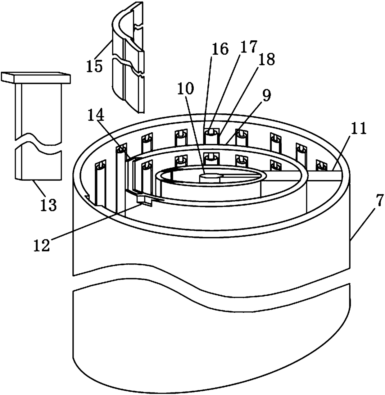 Processing device for two-way opening of supporting ring conveniently