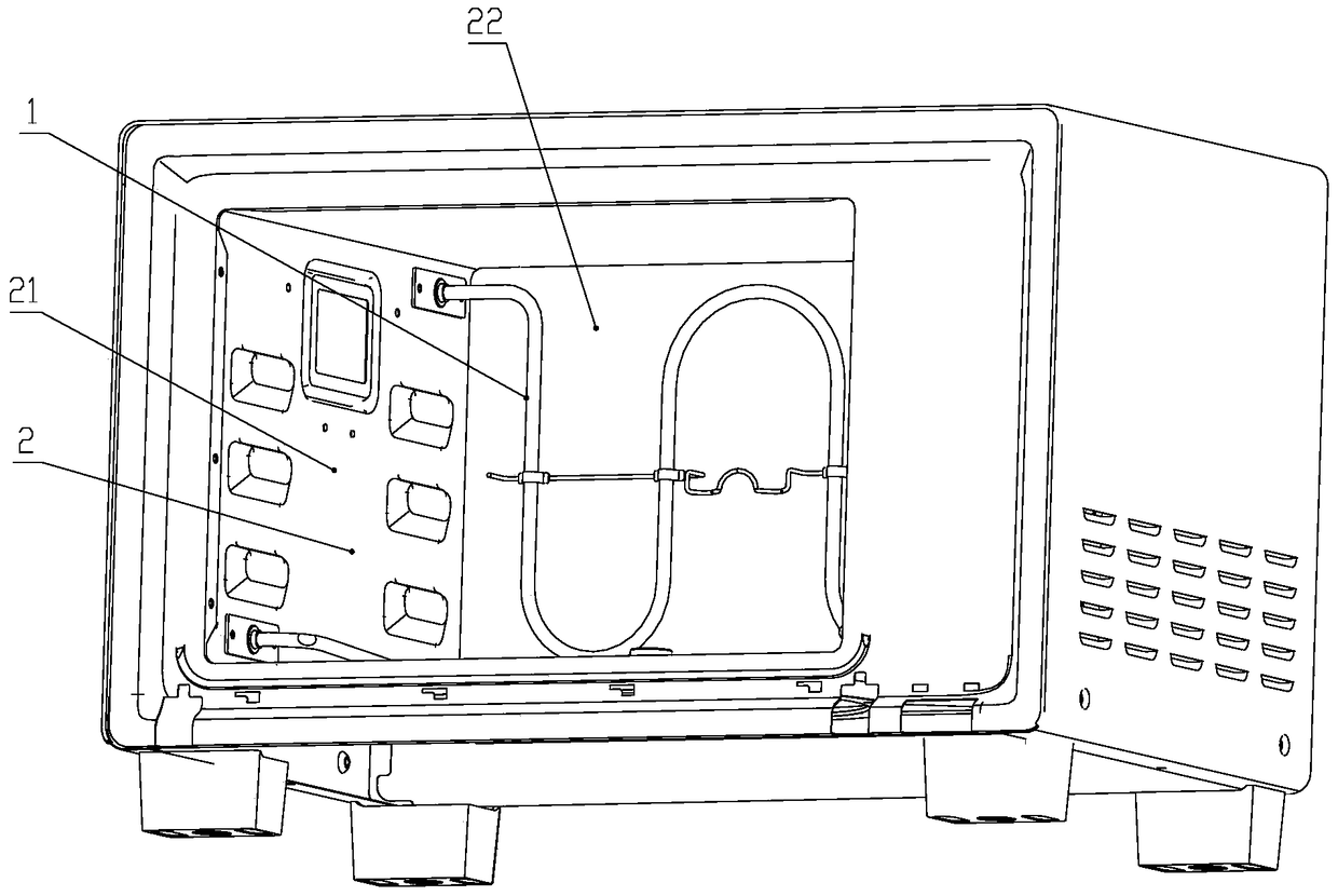 A reversible heating tube installation structure and electric oven