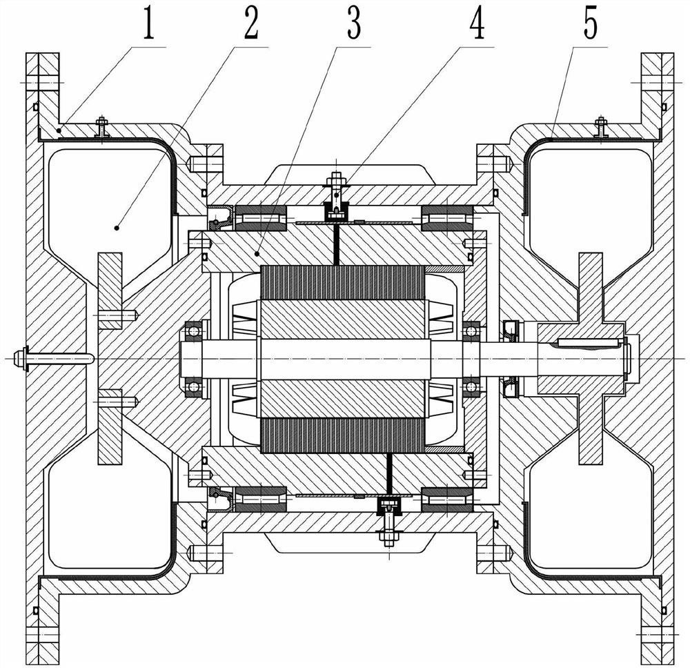 Closed radial double-rotor natural gas residual pressure power generation device