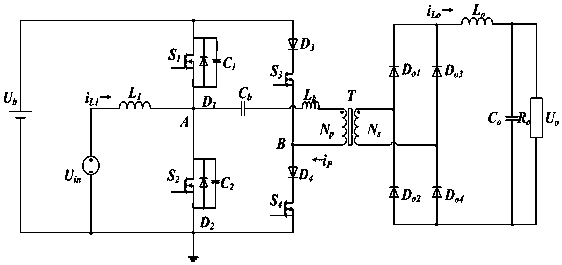 ZVZCS full-bridge three-port converter and control method thereof