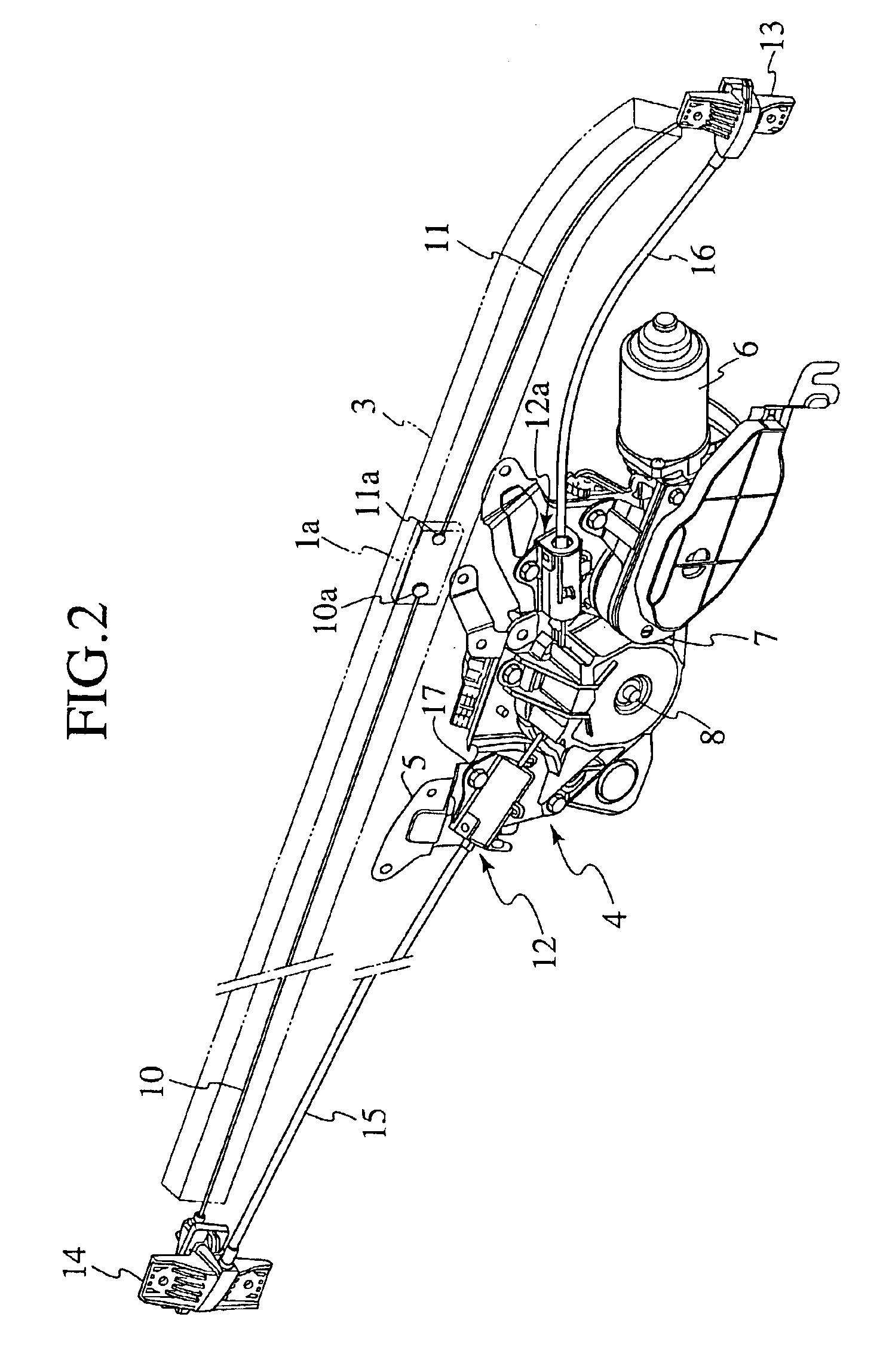 Tensioning device for cable inserted through flexible tube