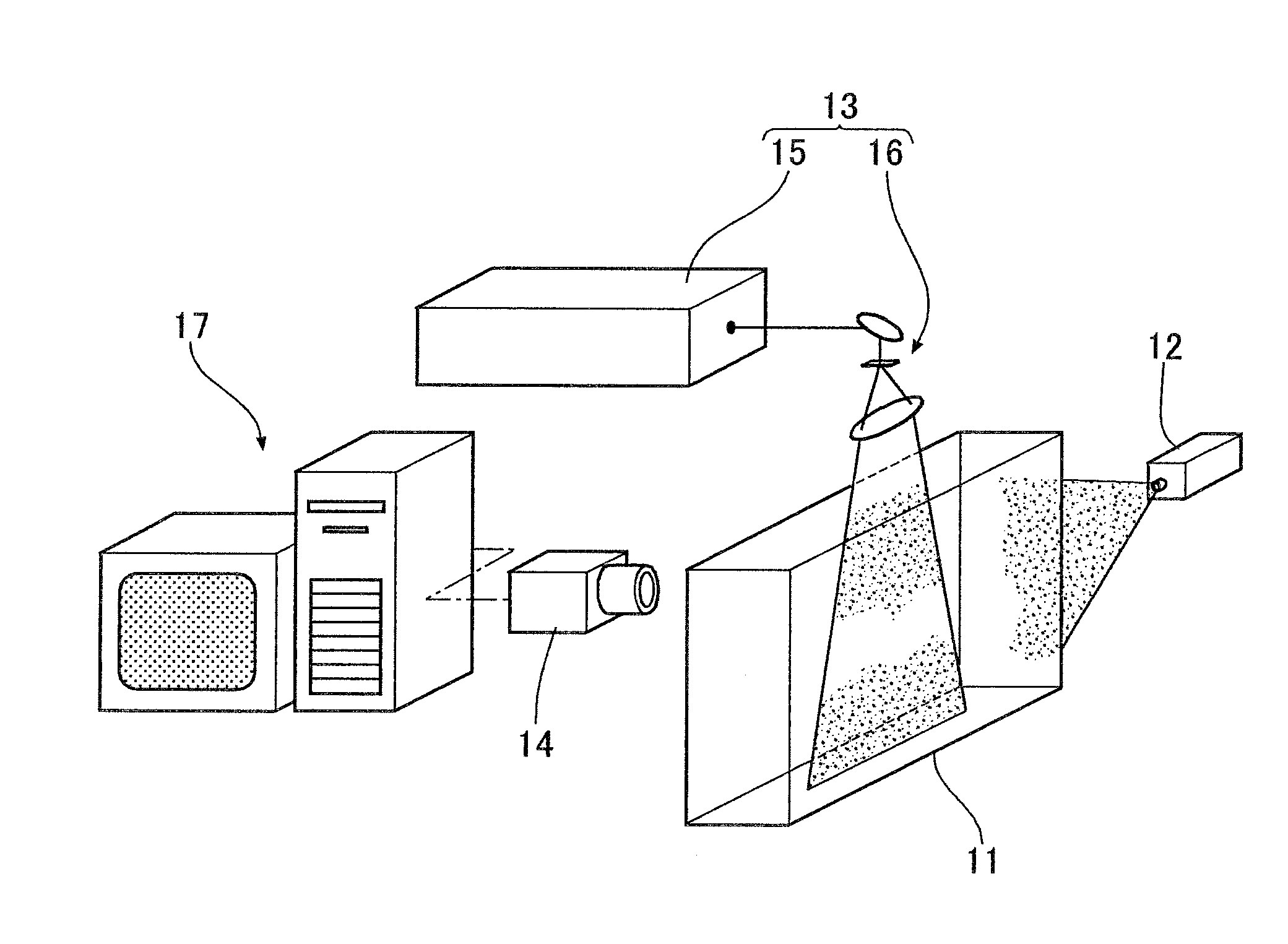 Particle image velocimetry system for three-dimensional space