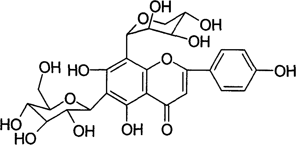 Flavonoid extract containing schaftoside and application thereof