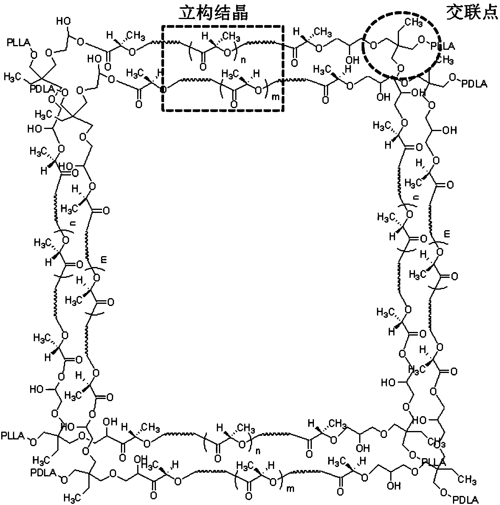 Poly lactic acid stereocomplex with interpenetrating network structure and preparation method thereof