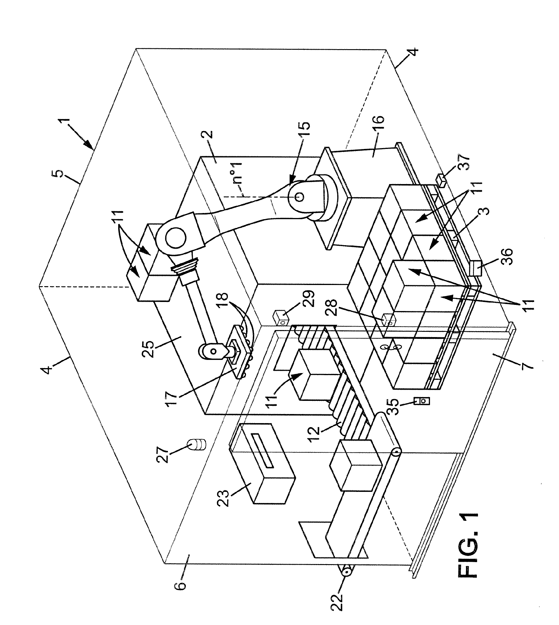 Installation for palleting combined with secure access