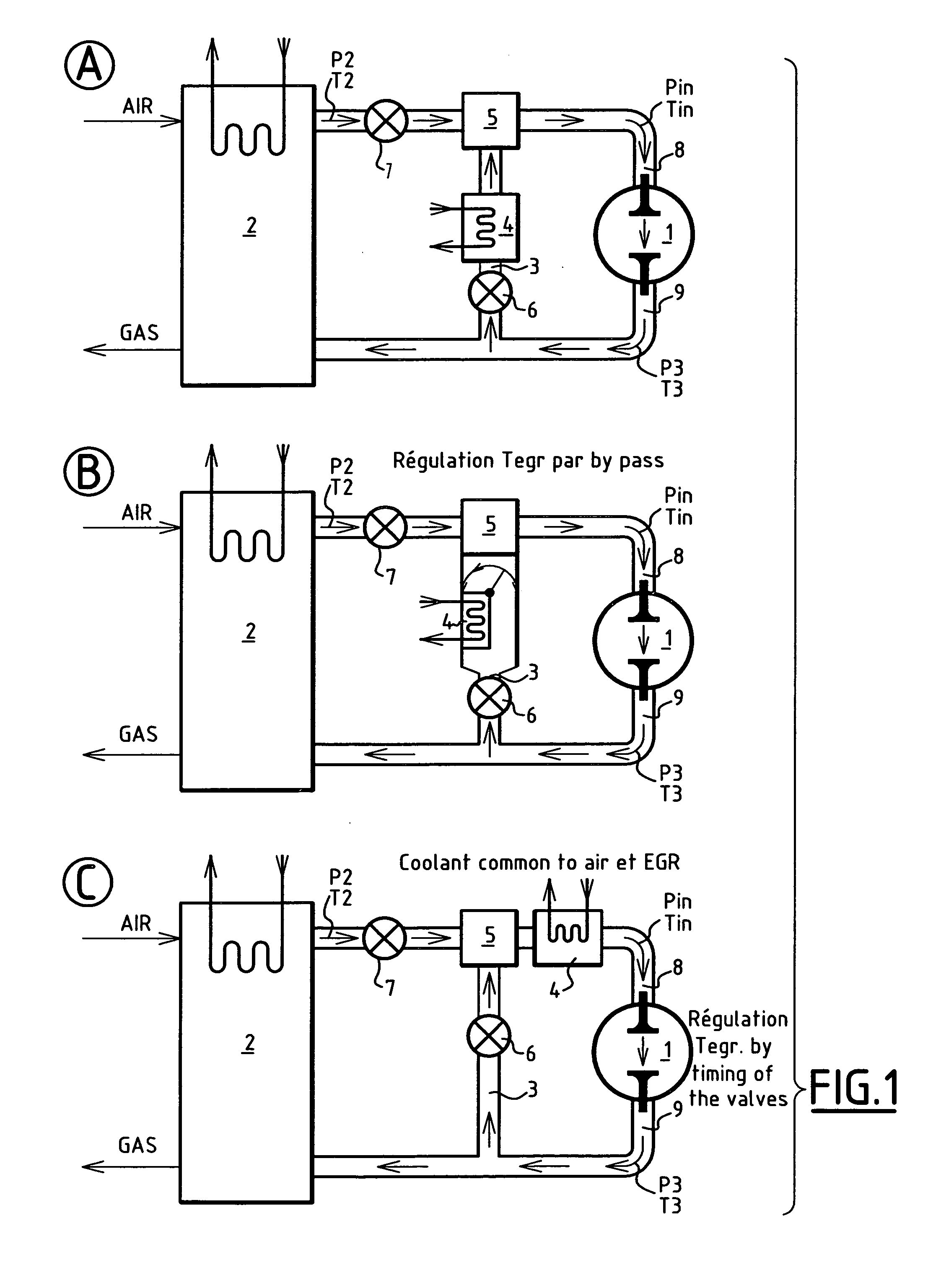 Alternative (reciprocating) engine with recirculation of exhaust gases intended for the propulsion of automobiles and method turbocharging these motors