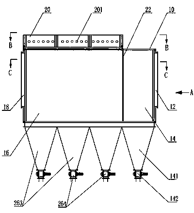 Integrated device for sedimentation and dust collection and method for treating rhenium-containing dust with the device