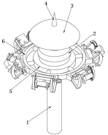 Searchlighting range adjusting device for high lighting pole and using method of searchlighting range adjusting device