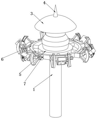 Searchlighting range adjusting device for high lighting pole and using method of searchlighting range adjusting device